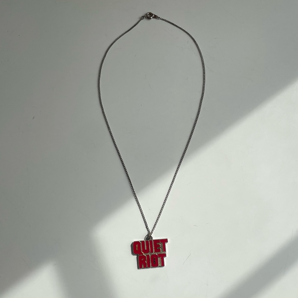 Vintage Quiet Riot Band Pendant Silver Chained Necklace